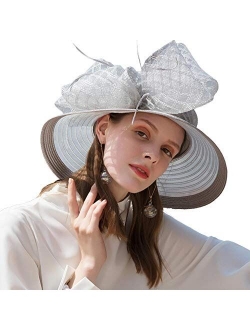 Sinamay Flower Feather Fascinator Wedding Kentucky Derby Church Sun Hat