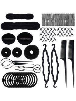 70 PACK Hair Styling Accessories Kit Set,Sonku Magic Bun Maker Hair Braid Tool for DIY Clip Curler Roller Twist for Girls and Women