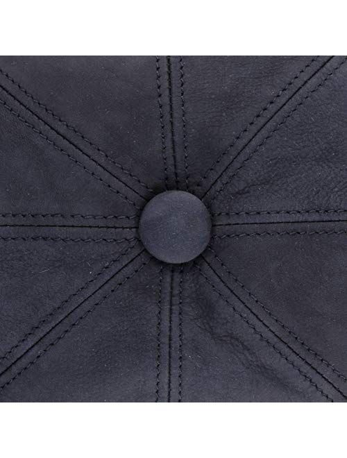 Lierys Nappa Wax Leather Flat Cap Men - Made in Italy