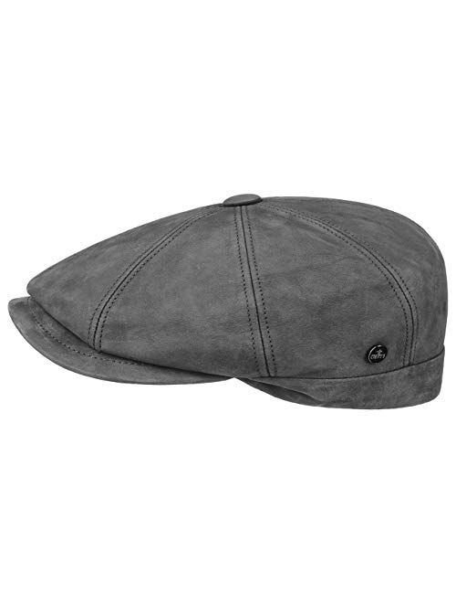 Lierys Nappa Wax Leather Flat Cap Men - Made in Italy