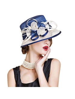 Sinamay Cloche Bucket Hat for Women Fascinators Floral Church Wedding Kentucky Derby