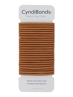 Cyndibands Copper Orange Match Your Color No-Metal 4mm, 1.75 Inch Hair Elastics for Redheads Ponytail Holders - 24 Hair Ties (Copper)