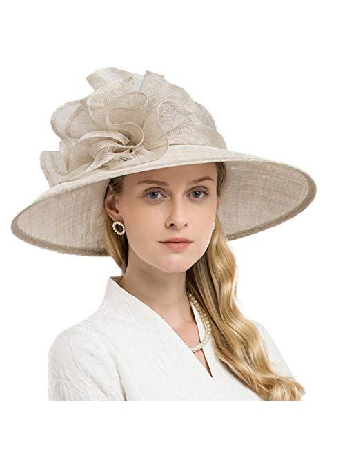 F Fadves FADVES Elegance Wide Brim Sinamay Weeding Derby Party Wear Facsinators Sun Hat