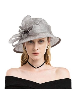 FADVES Women's Dressy Sinamay Church Baptism Wedding Derby Tea Party Wedding Hat