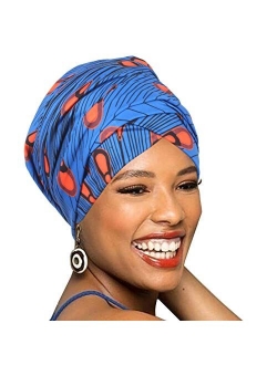 Easy Wearing African Head Wrap,Long Scarf Turban Shawl Hair Bohemian Headwrap