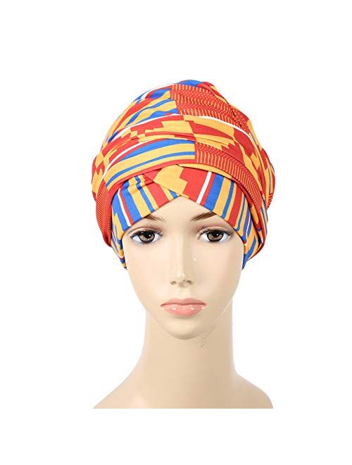 Easy Wearing African Head Wrap,Long Scarf Turban Shawl Hair Bohemian Headwrap