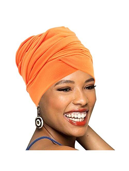 Easy Wearing African Head Wrap,Long Scarf Turban Shawl Hair Bohemian Headwrap