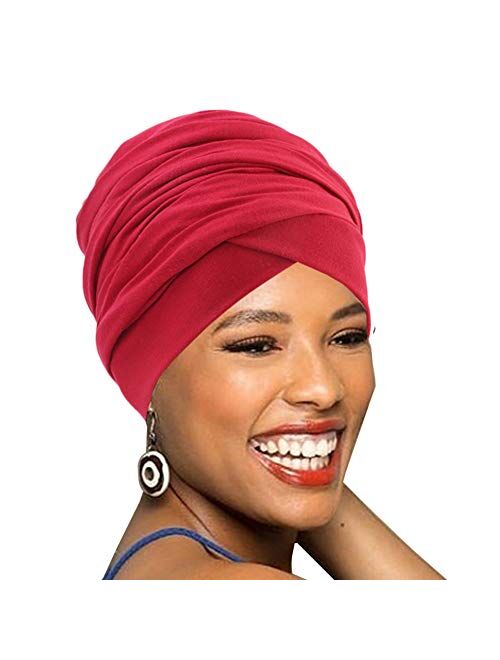 Easy Wearing African Head Wrap,Long Scarf Turban Shawl Hair Bohemian Headwrap