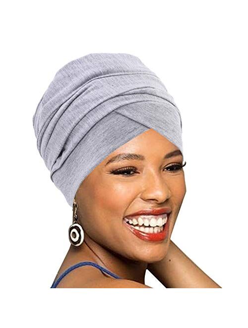 Easy Wearing African Head Wrap,Long Scarf Turban Shawl Hair Bohemian Headwrap