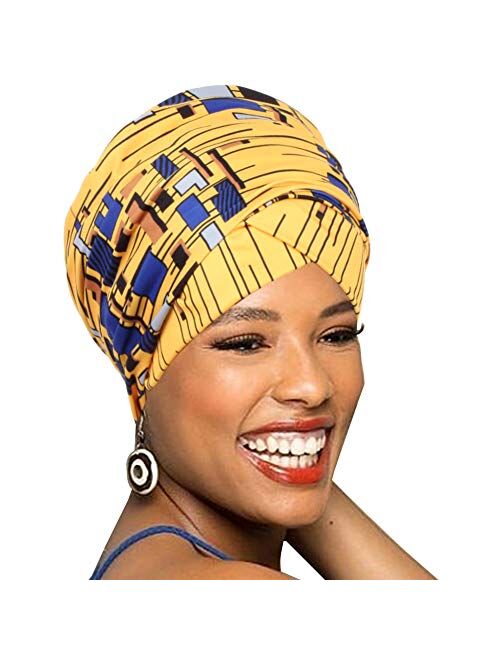 Easy Wearing African Head Wrap,Long Scarf Turban Shawl Hair Bohemian Headwrap