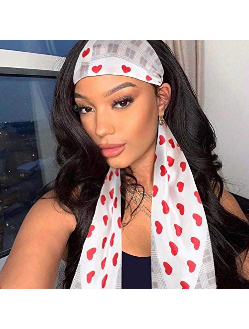 Xtrend 3Pcs Satin Edge Laying Scarf Wrap for Lace Wigs Silk HeadBand Scarf For Hair Wrapping At Night Fashion Headband for Yoga Sport Makeup Handbags Double Sided Stain H