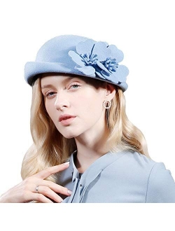 Pillbox Hat Wool Felt Beret Fascinator Hats Flower Cocktail Wedding Tea Party Hat