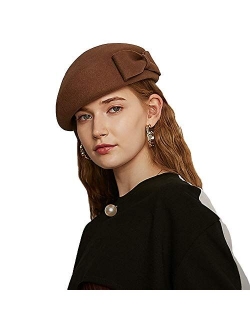 FADVES Ladies Vintage Wool Beret Cap Retro Pillbox Hat Wedding Party Fascinator