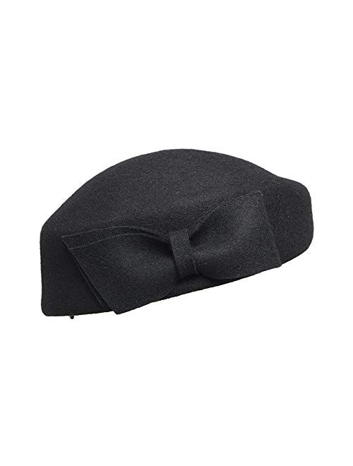 F Fadves FADVES Ladies Vintage Wool Beret Cap Retro Pillbox Hat Wedding Party Fascinator