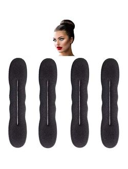 Black Magic Hair Bun Maker - 4 Large Foam Sponge Buns Shaper Accessories