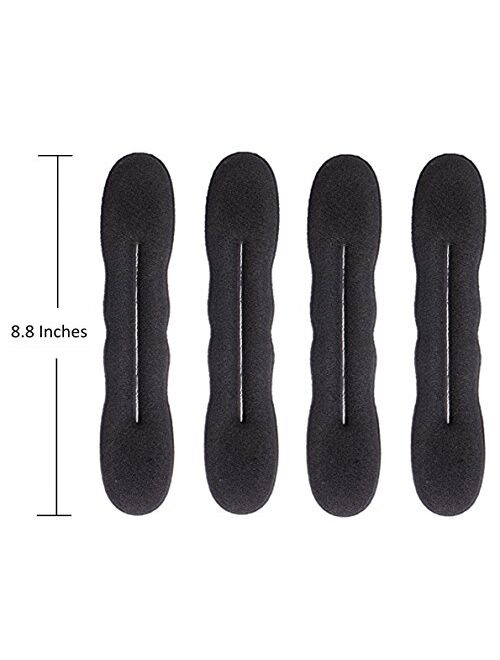 Black Magic Hair Bun Maker - 4 Large Foam Sponge Buns Shaper Accessories