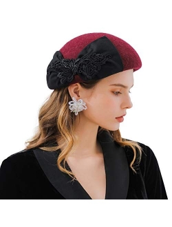 FADVES 100% Wool Cloche Felt Bucket Hats Winter Women Berets Fedora Derby Hats