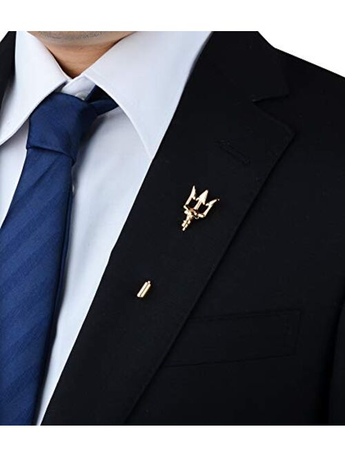 OBONNIE Vintage Alloy Trident Brooch Pin Lapel Collar Pin Shirt Suit Stick Pins for Men Gift