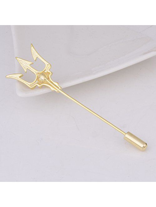 OBONNIE Vintage Alloy Trident Brooch Pin Lapel Collar Pin Shirt Suit Stick Pins for Men Gift