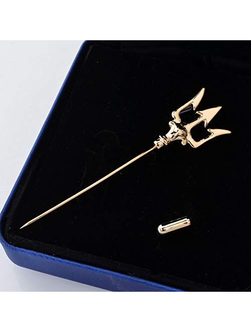 OBONNIE Vintage Alloy Trident Brooch Pin Lapel Collar Pin Shirt Suit Stick Pins for Men Gift