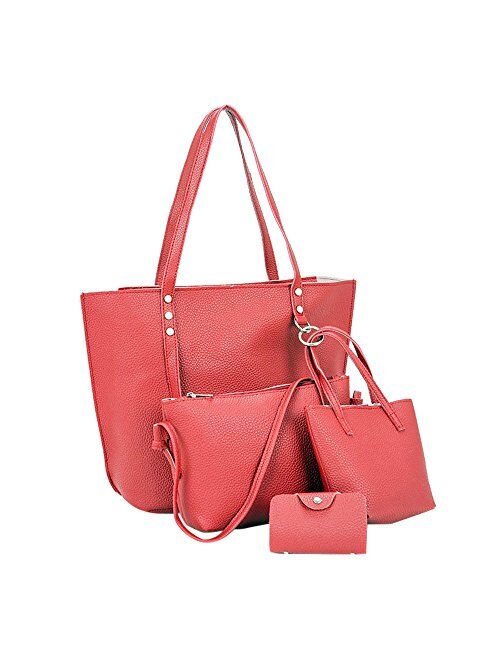 Handbags for Women Fashion Tote Bags Shoulder Bag Top Handle Satchel Purse Set 4pcs