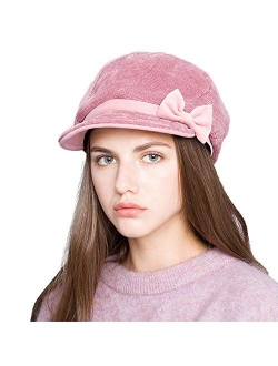 Women's Bowknot Newsboy Cap Fall Winter Gatsby Ivy Hat 3 Colors