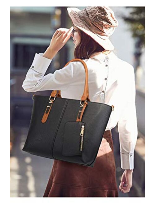 Dayfine Women Handbag PU Leather Fashionable Satchel Handbag Ladies Shoulder Bag Purse 3 Pcs Set