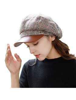 Fashion Women's Classic Plaid Wool Blend Newsboy Ivy Cap British Outdoor Casual Winter Hat