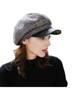 Fashion Women's Classic Plaid Wool Blend Newsboy Ivy Cap British Outdoor Casual Winter Hat