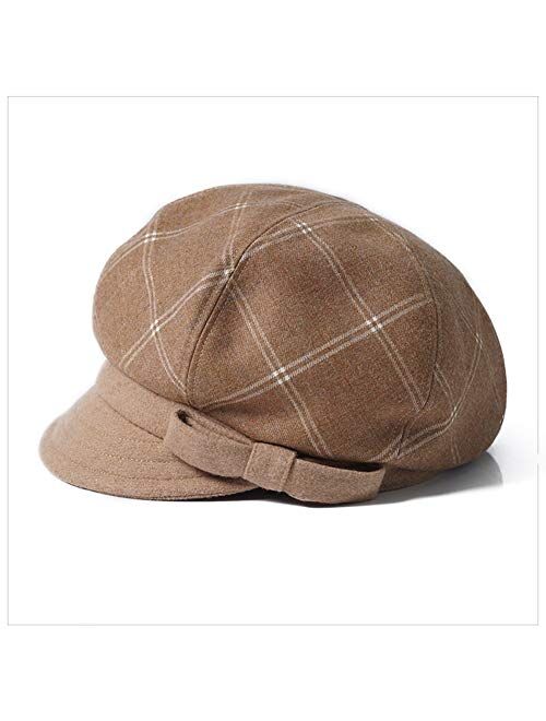 F FADVES Womens Plaid Newsboy Cap Retro Cabbie Gatsby Pageboy Visor Ivy Hat