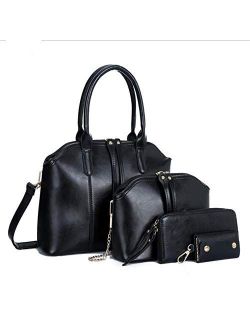 Guanjiu Women Handbag Top handle bags 4Pcs PU Leather Purses and Shoulder Crossbody bag Satchel Tote Shell bags