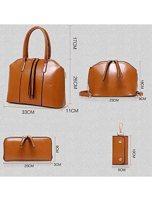 Guanjiu Women Handbag Top handle bags 4Pcs PU Leather Purses and Shoulder Crossbody bag Satchel Tote Shell bags