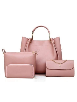 Guanjiu Handbag for Women 4Pcs Set Tote Shoulder Crossbody Bag Satchel Purses Wallet Bucket Bag