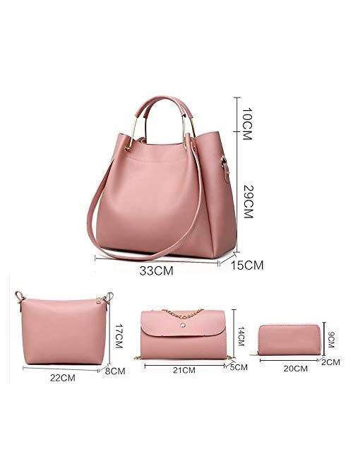 Guanjiu Handbag for Women 4Pcs Set Tote Shoulder Crossbody Bag Satchel Purses Wallet Bucket Bag