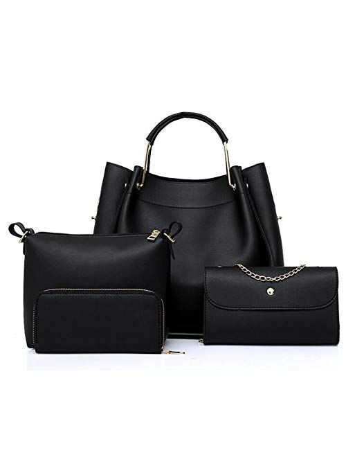 Guanjiu Handbag for Women 4Pcs Set Tote Shoulder Crossbody Bag Satchel Purses Wallet Bucket Bag