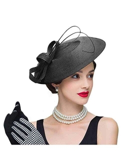 FADVES Fascinators Pillbox Hat Weddings Women Straw Fedora Vintage Sinamay Base Hats