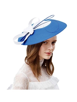 FADVES Fascinators Pillbox Hat Weddings Women Straw Fedora Vintage Sinamay Base Hats