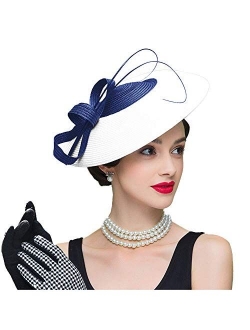 FADVES Fascinators Pillbox Hat Weddings Women Straw Fedora Vintage Sinamay Base Hats