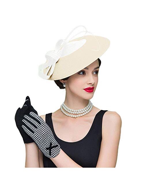 F Fadves FADVES Fascinators Pillbox Hat Weddings Women Straw Fedora Vintage Sinamay Base Hats