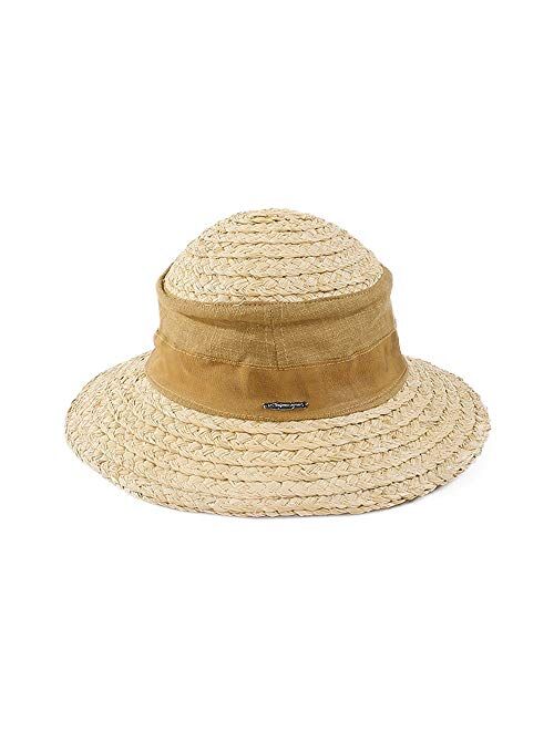 F FADVES Raffia Sun Hats for Women Straw Hat Outdoor UPF UV Packable