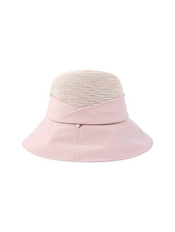 Women's Sun Cotton Hat Bow Wide Brim Straw Hat Floppy Summer Beach Sun Protection Cap