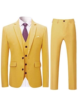 Mens Stylish 3 Piece Dress Suit Classic Fit Wedding Formal Jacket & Vest & Pants