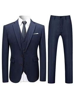 Mens Stylish 3 Piece Dress Suit Classic Fit Wedding Formal Jacket & Vest & Pants