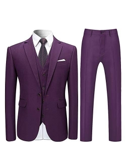 Mens Stylish 3 Piece Dress Suit Classic Fit Wedding Formal Jacket & Vest & Pants