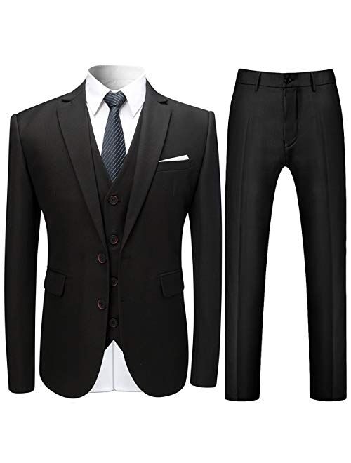 Cloudstyle Mens Stylish 3 Piece Dress Suit Classic Fit Wedding Formal Jacket & Vest & Pants