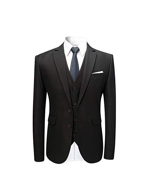 Cloudstyle Mens Stylish 3 Piece Dress Suit Classic Fit Wedding Formal Jacket & Vest & Pants