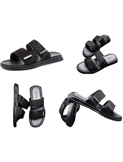 Men's Sandals Summer Sandals Fashion Wild Outdoor Sandals One Word Drag Shoes Roman Sandals,Black-26cm