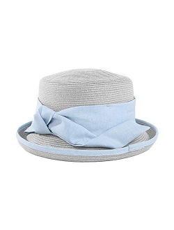 Sun Hat for Women Straw Bowler Casual Hat Fashion Vintage Wide Brim Bowknot Beach Hats