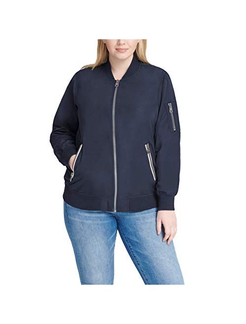 Levi's Women's Poly Bomber Jacket with Contrast Zipper Pockets