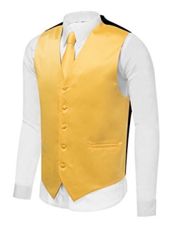 Azzurro Men's Dress Vest Set Neck Tie, Hanky for Suit or Tuxedo